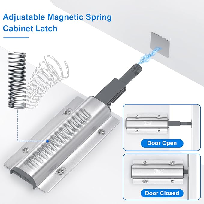 Push to Open Door Latch Jiayi 2 Pack Magnetic Push Latches for Cabinets Heavy Duty Touch Latches Kitchen Door Push Release Latch for Drawer Closure Push Catch Pop Out Cabinet Hardware